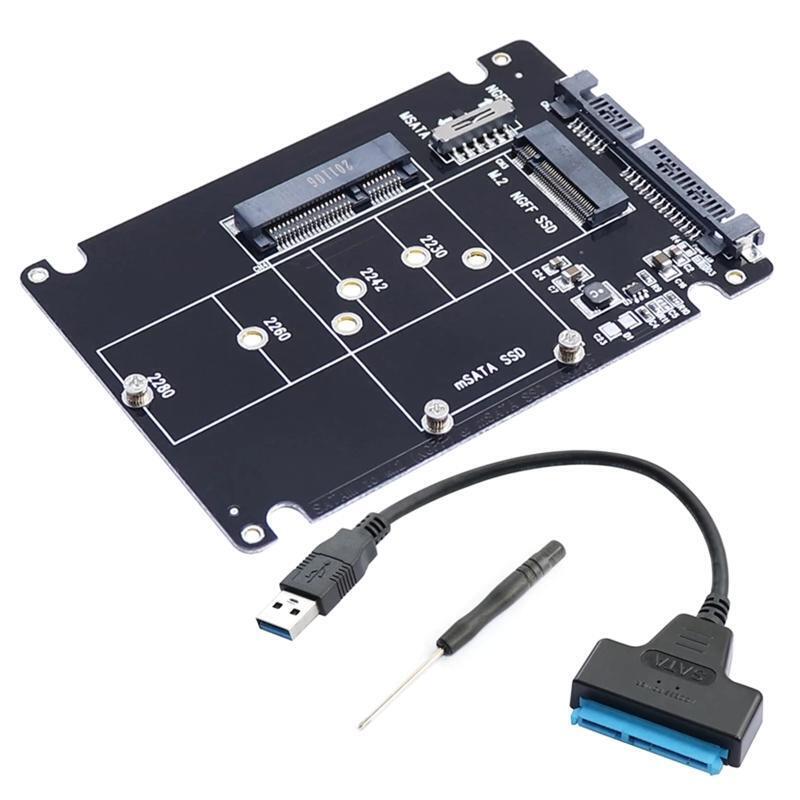 M.2 Ngff MSATA 2-in-1 to Sata Serial Port Adapter Support Full Size with B Key