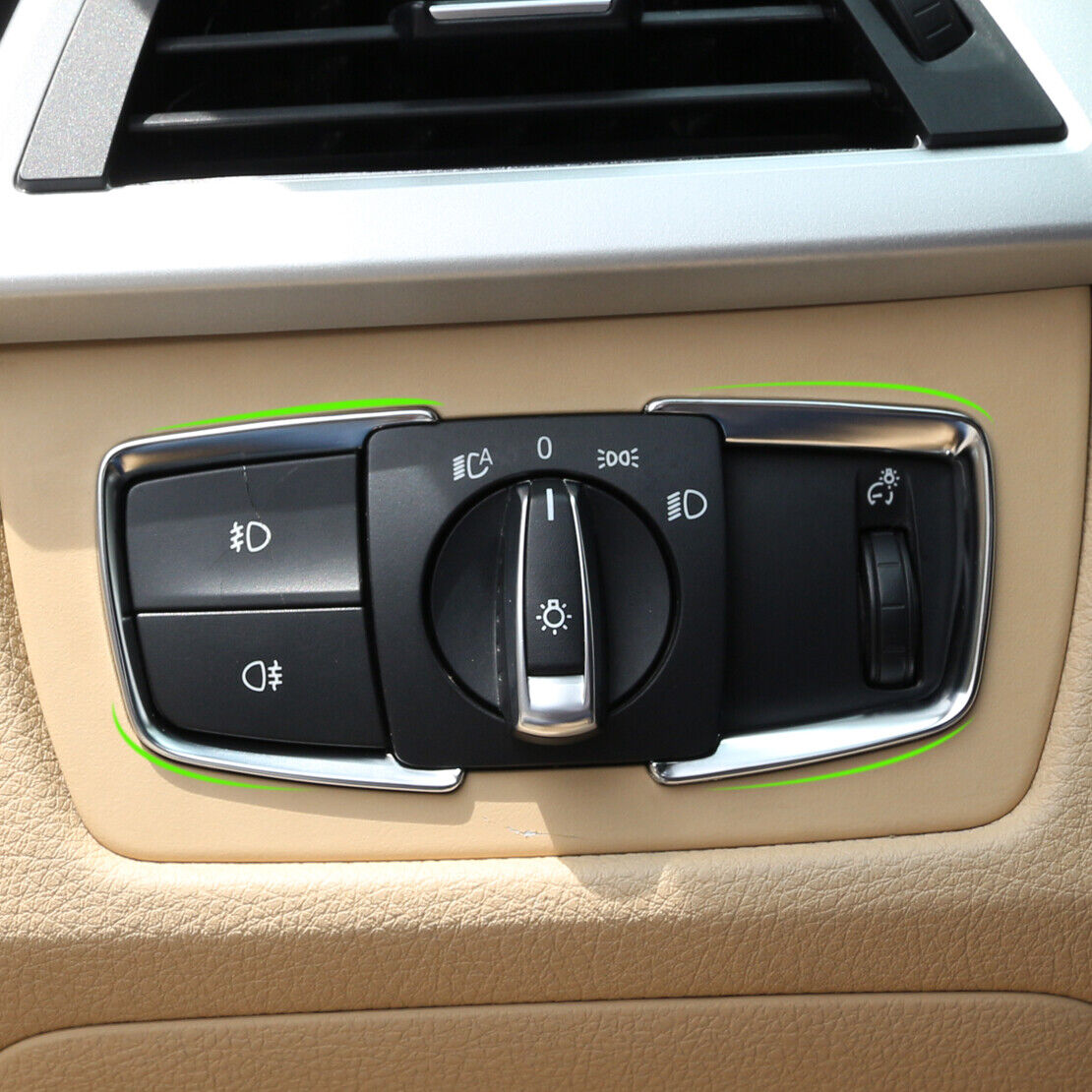 Chrome Headlight Switch Trim Cover fit for BMW F30 F31 F32 3 4 Series F15 X5 Li