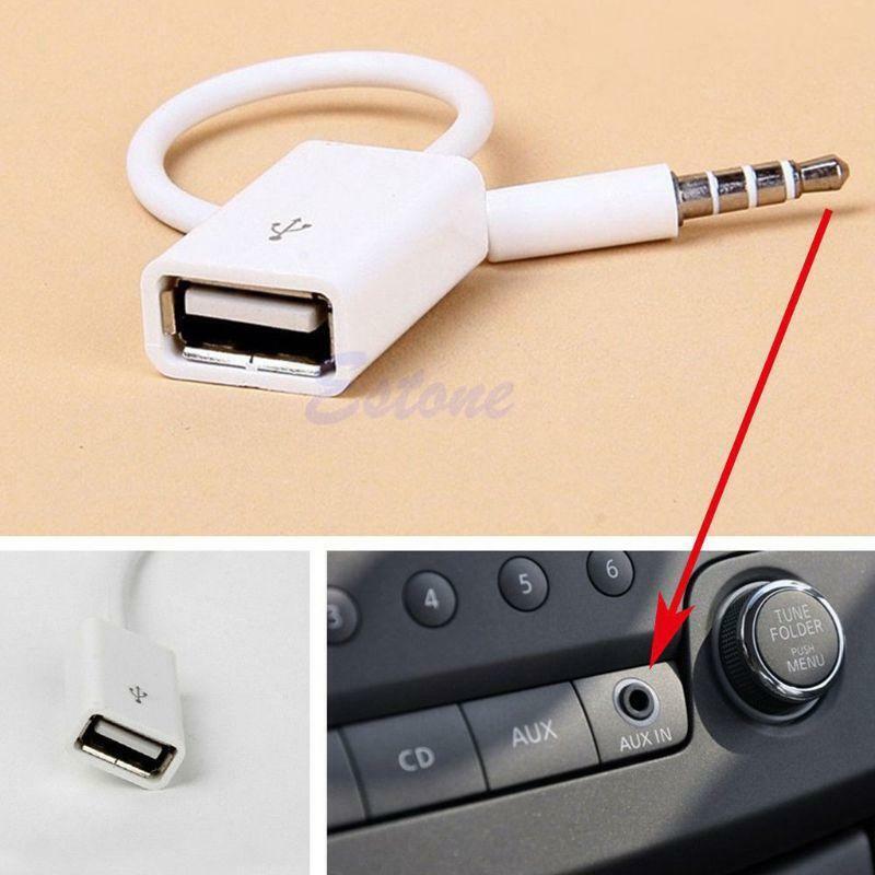 Male AUX Audio Plug Jack To USB 2.0 Female Converter Cable Cord Car MP3 3.5mm
