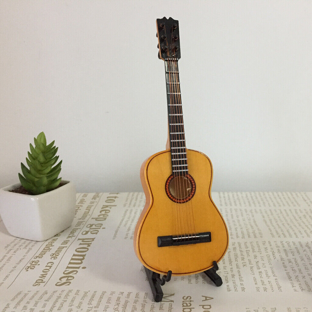 1/6 Scale Handcrafted Wooden Folk Electric Guitar  With Display Stand