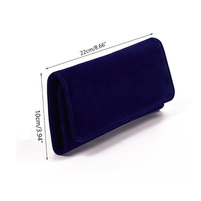 Women Portable Travel Velvet Jewelry Storage Roll Bag RingsOrganizer Case Pouch