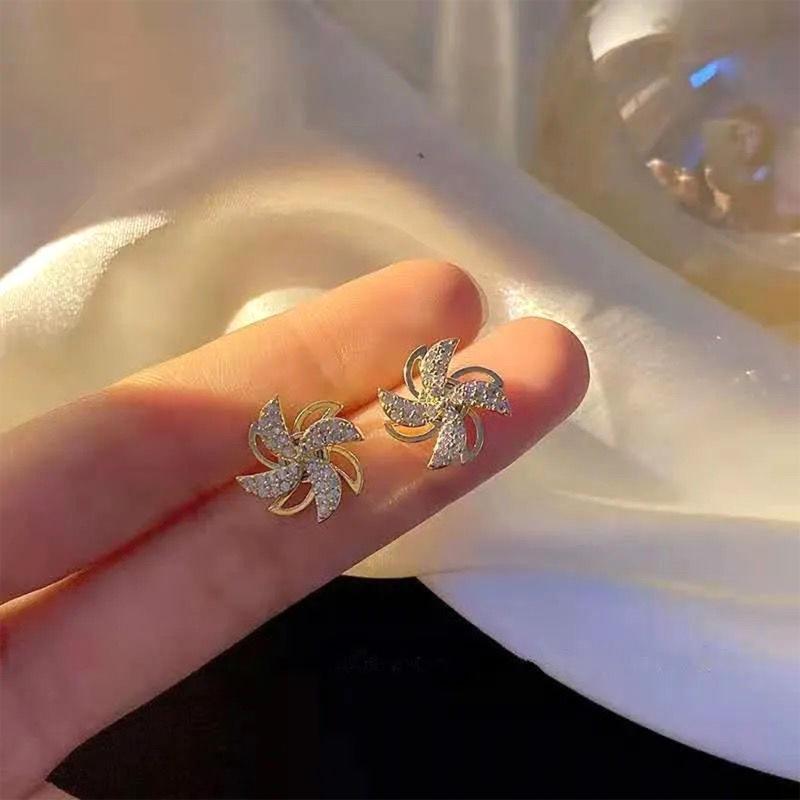 Fashion Windmill Earring Classic Rhinestone Earring Jewelry Xmas Party Decor