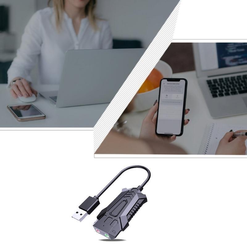 Plug and Play USB Sound Card External Stereo Sound Adapter Splitter Converter