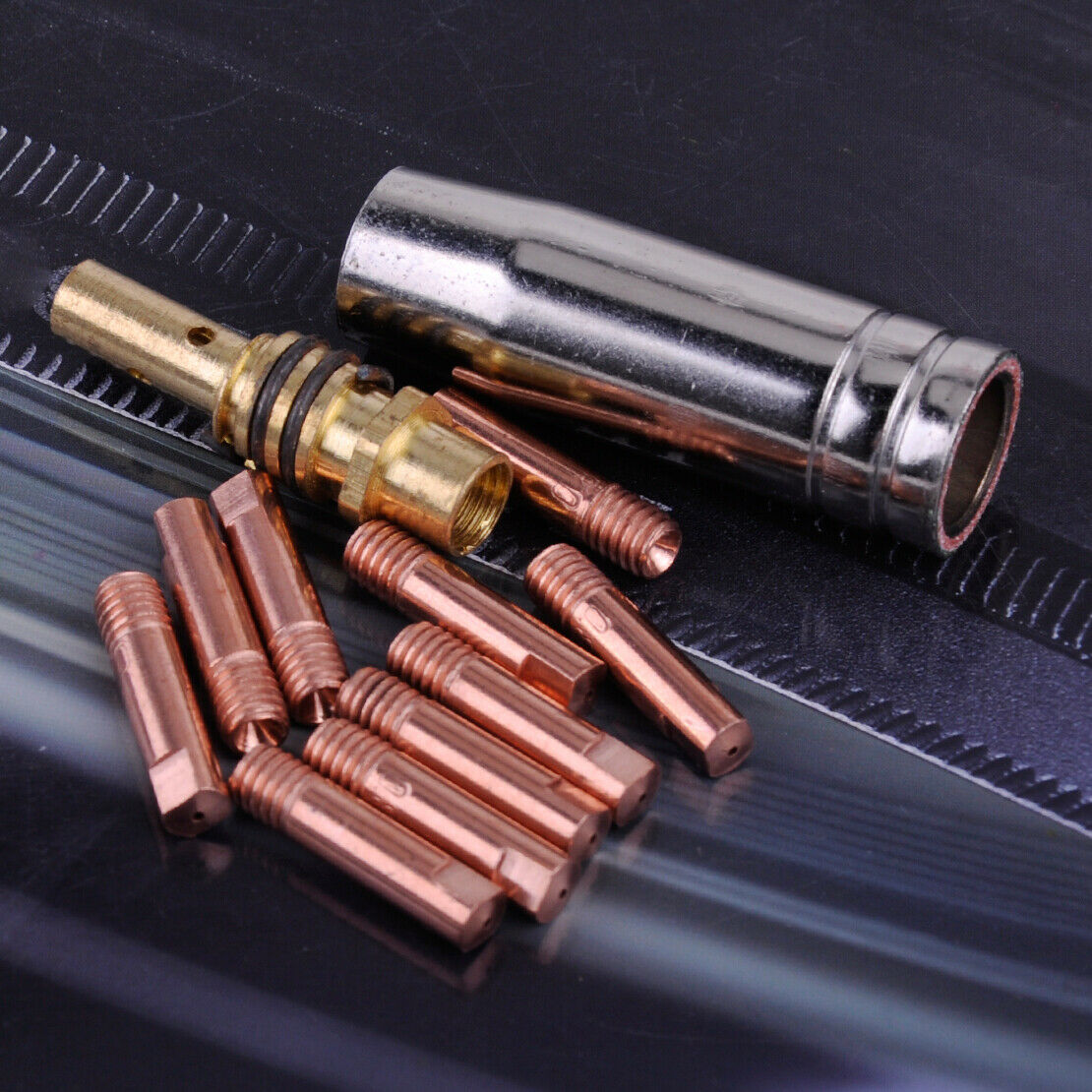 12pc MB 15AK MIG/MAG Welding Torch Contact Tip 0.8x25mm M6 Gas Nozzle Shroud Li