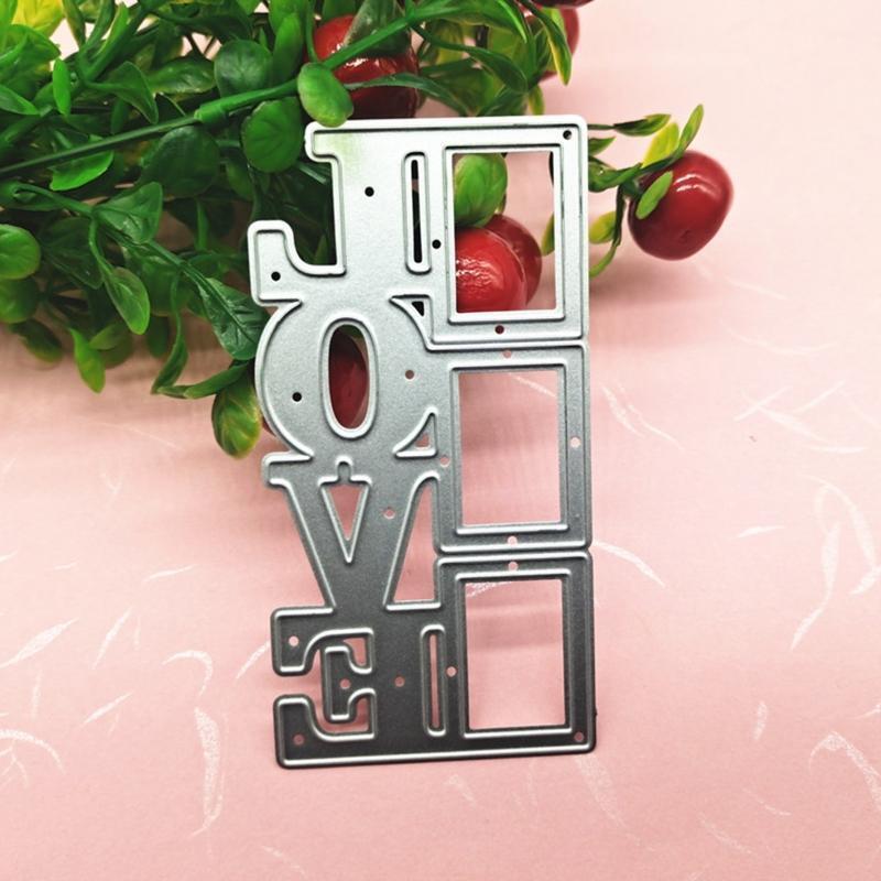 Words Love Square Metal Cutting Dies Stencil Scrapbooking DIY Album Paper Card