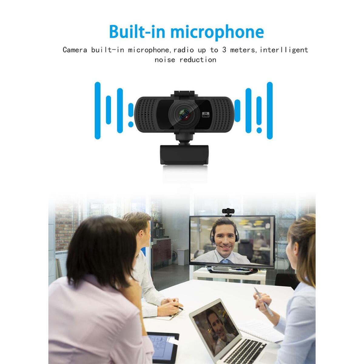 milageto 2K C6 Webcam with Microphone & Privacy Cover,Web Camera USB Streaming