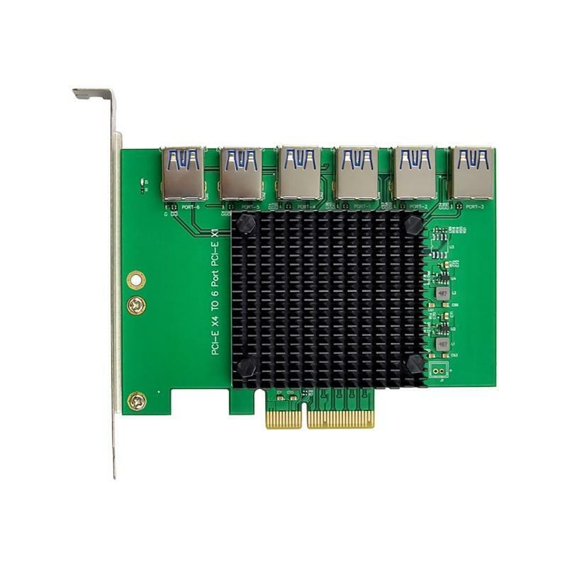6-port Usb3.0 Pci-e X4 To X1 Adapter Card Sata PCIE Riser for Desktop PC Mining