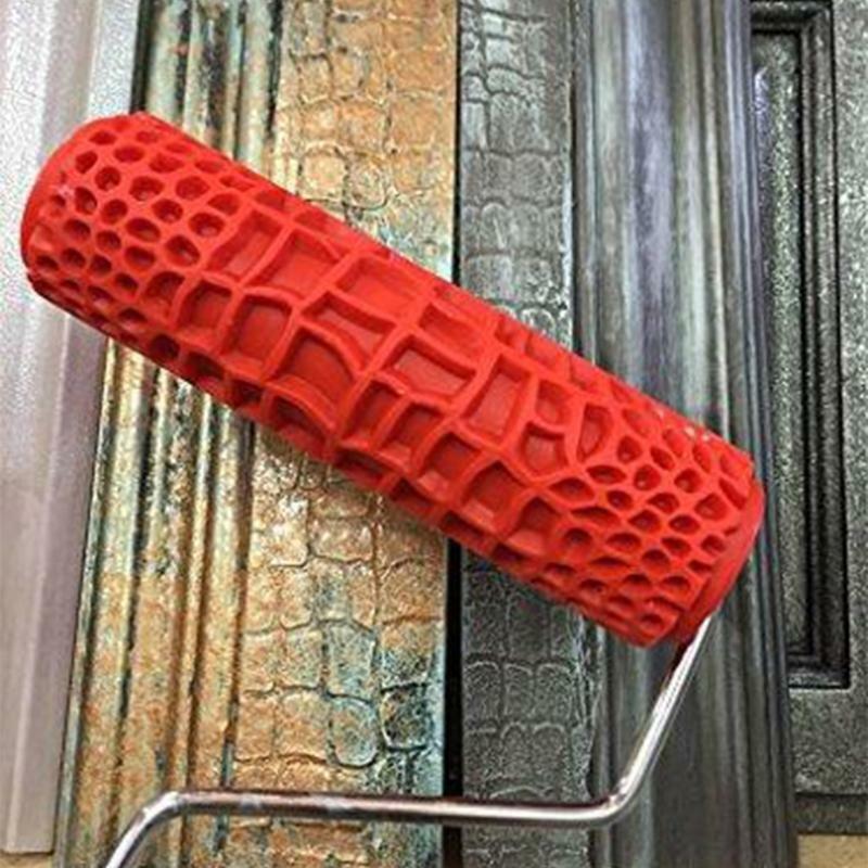 7 inch Embossed Crocodile Skin Painting Roller with Handle for Wall Decoration