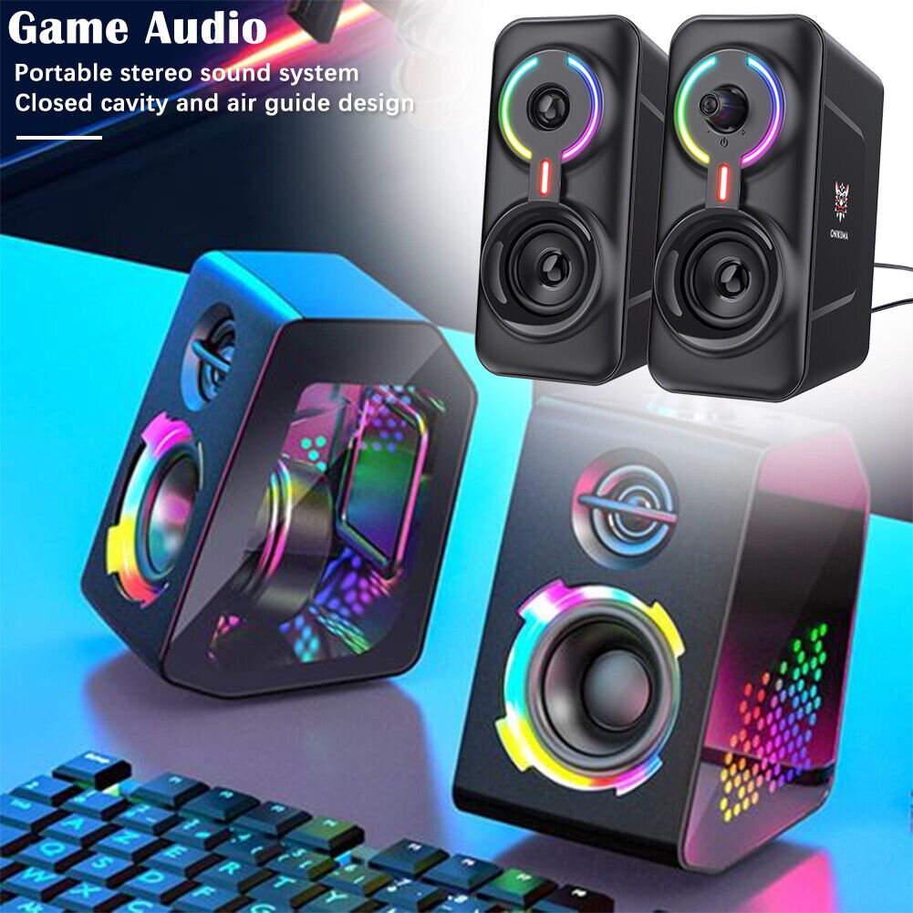 2pcs ONIKUMA L6 Gaming Wired LED Speaker Bluetooth-Compatible Stereo Kit