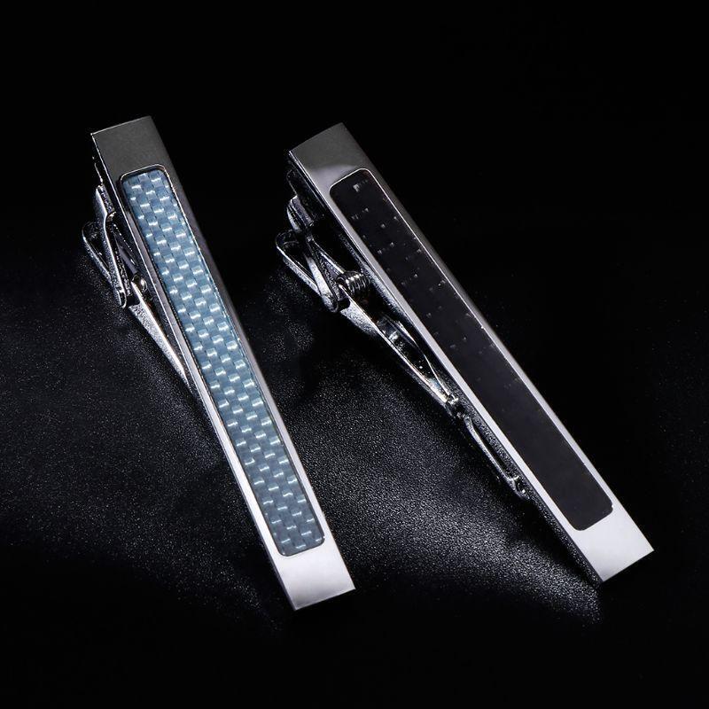 2 Pcs/Set Tie Clip Men Ties Carbon Fiber Exquisite Classic Fashion Jewelry Pins