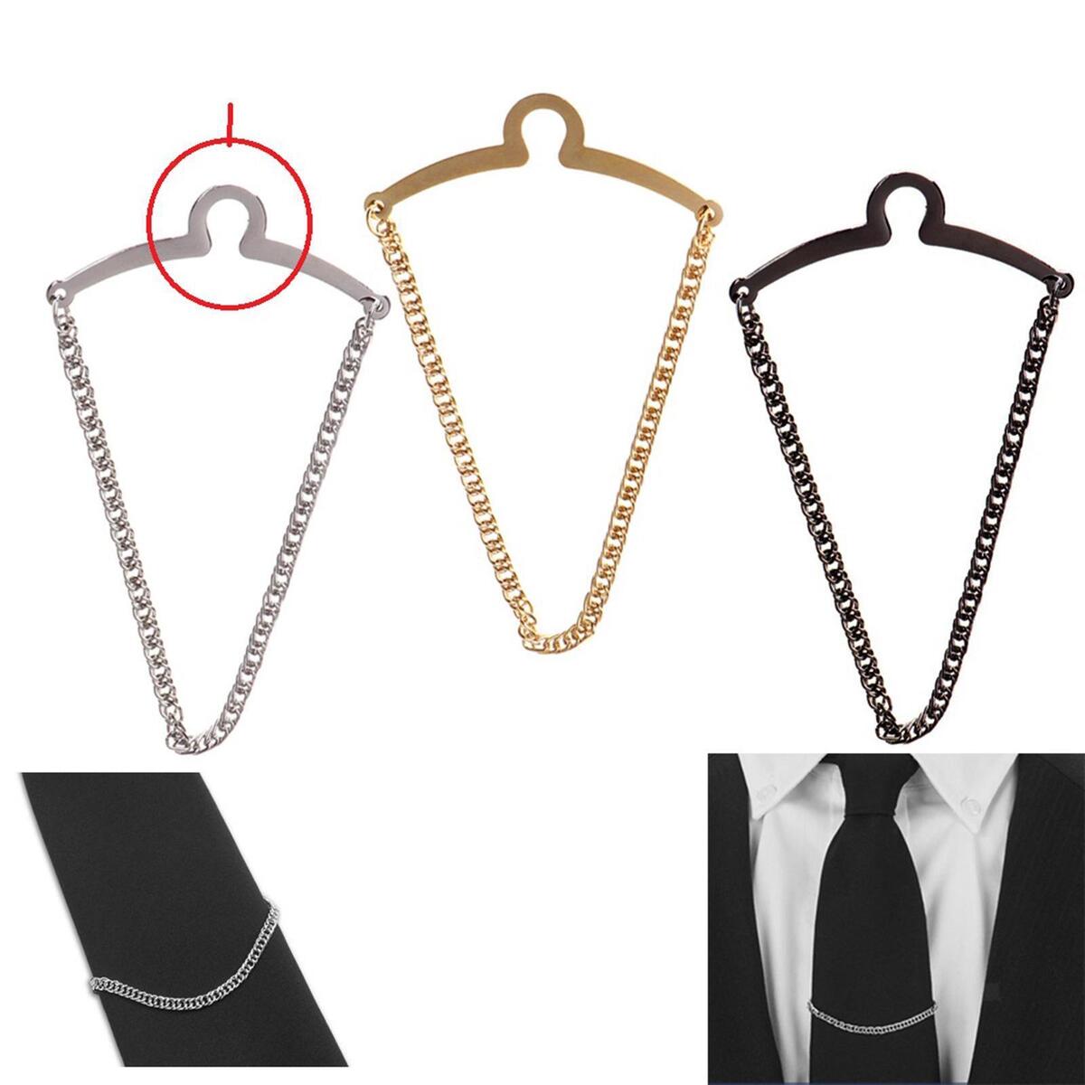 Tie Chain for Men Herringbone Necktie Link Tie Chain Brooch Fashion Tie Clips