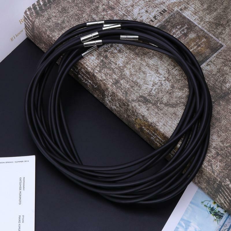 10pcs DIY Necklace Rope Cord Rubber Black Jewelry Making With Clasp Gift Fashion