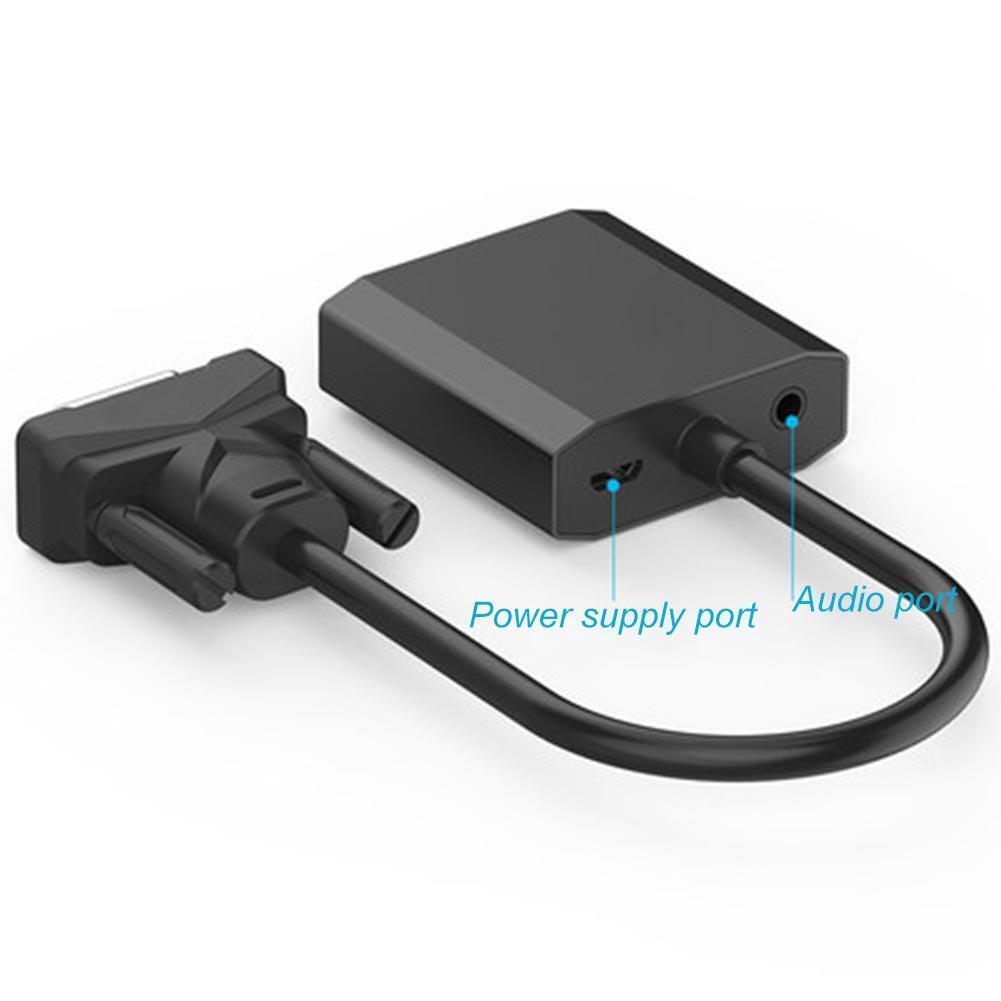 VGA to HDMI-compatible Adapter Cable 1080P Analog to Digital Audio Converte