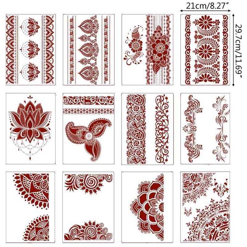 12Pieces Painting Templates Floral Stencils Kids Drawing Stencils for DIY Crafts