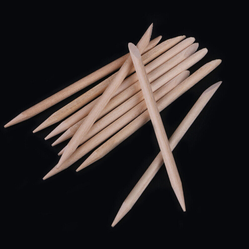 100pcs Double End Nail Art Wood Stick Cuticle Pusher Pedicure Manicure Tool