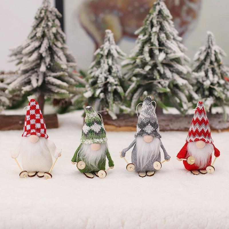 Christmas Striped Hat Hanging Gnome Pendant 4pcs/set Girls Boys Present Supplies