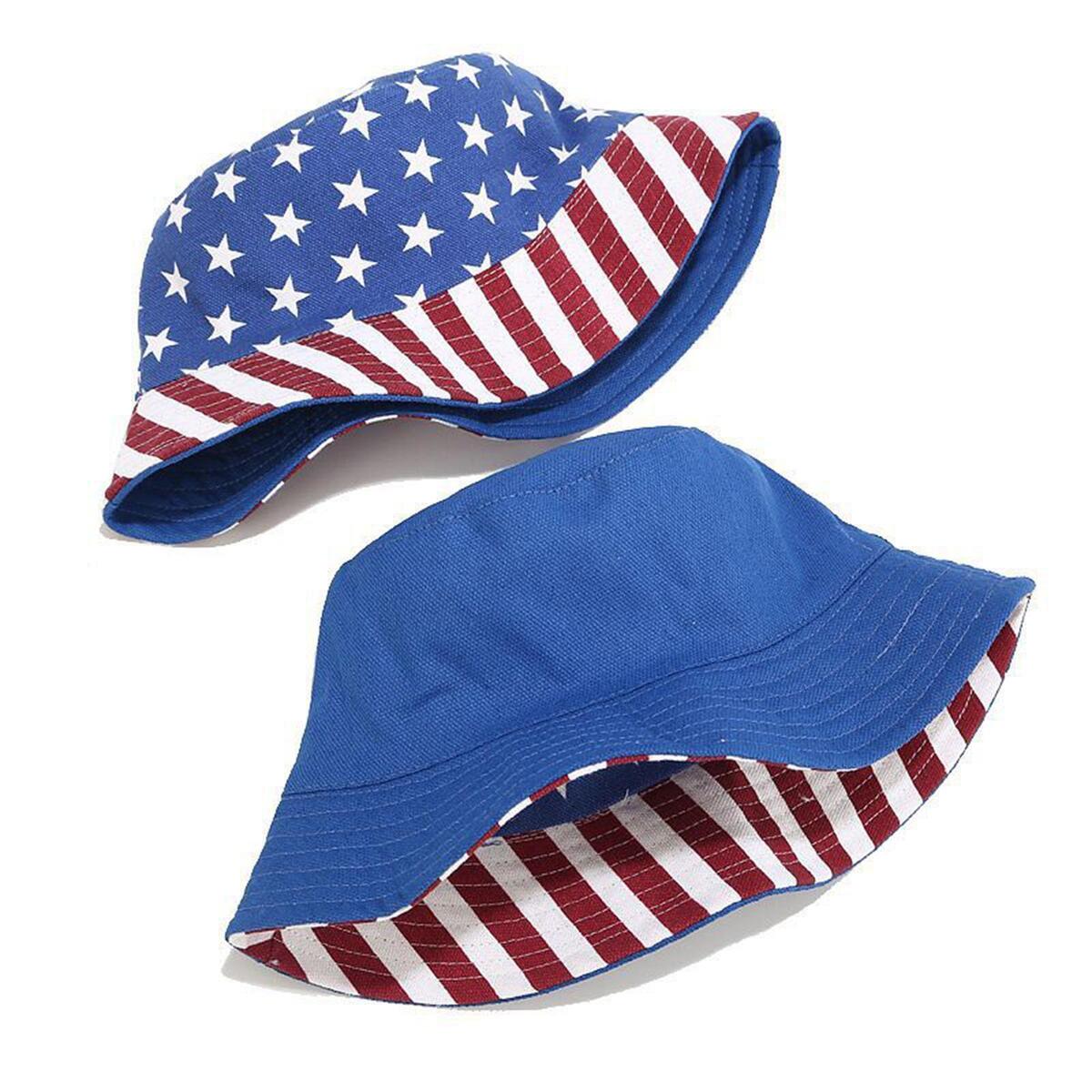 Casual Women Bucket Hat Patriotic 4TH of July Sun Protection for Hiking