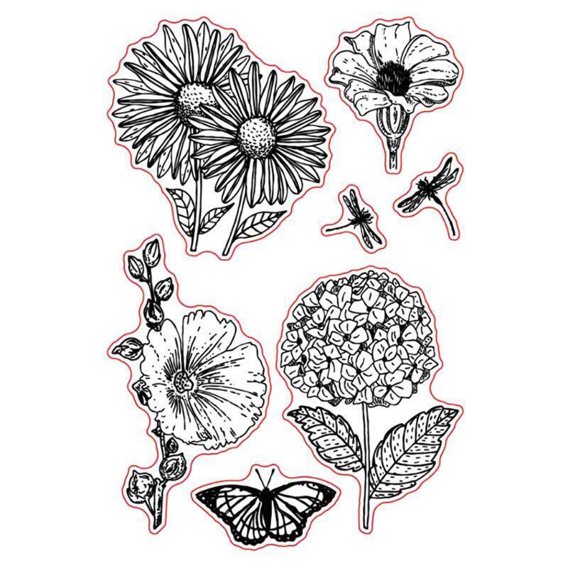 Dragonfly Flowers Silicone Clear Seal Stamp DIY Scrapbooking Embossing Photo Art