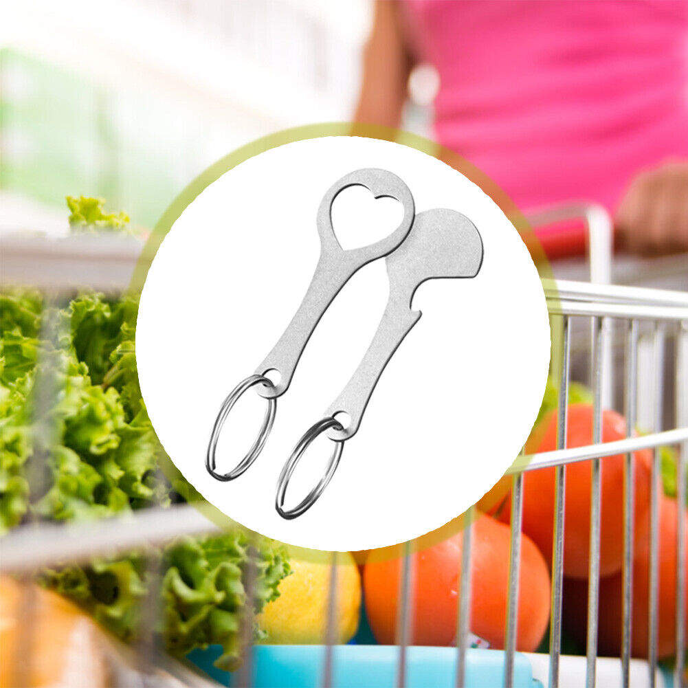 2pcs Metal Keychain Shopping Cart Tokens Accessories Key Ring Hook (C)