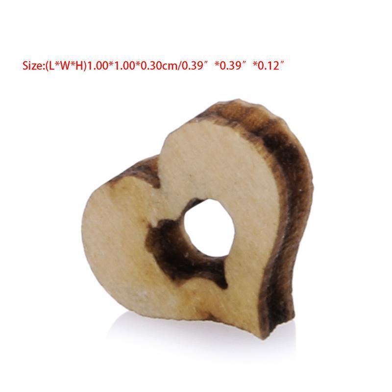 100pcs Blank Mini Hollow Wooden Heart Embellishments Crafts Wedding Decor 10mm