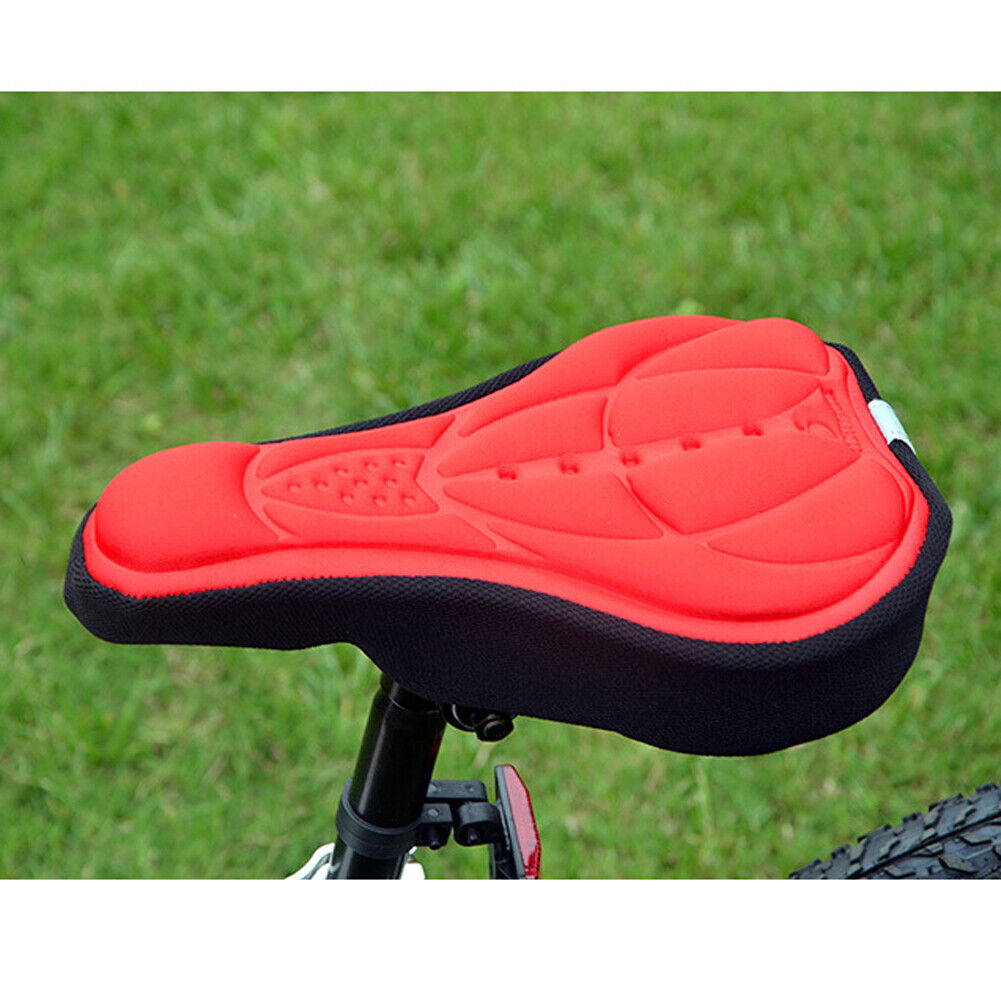 Bike Silicone Saddle Seat Cover Silica Gel Cushion Soft Pad Red