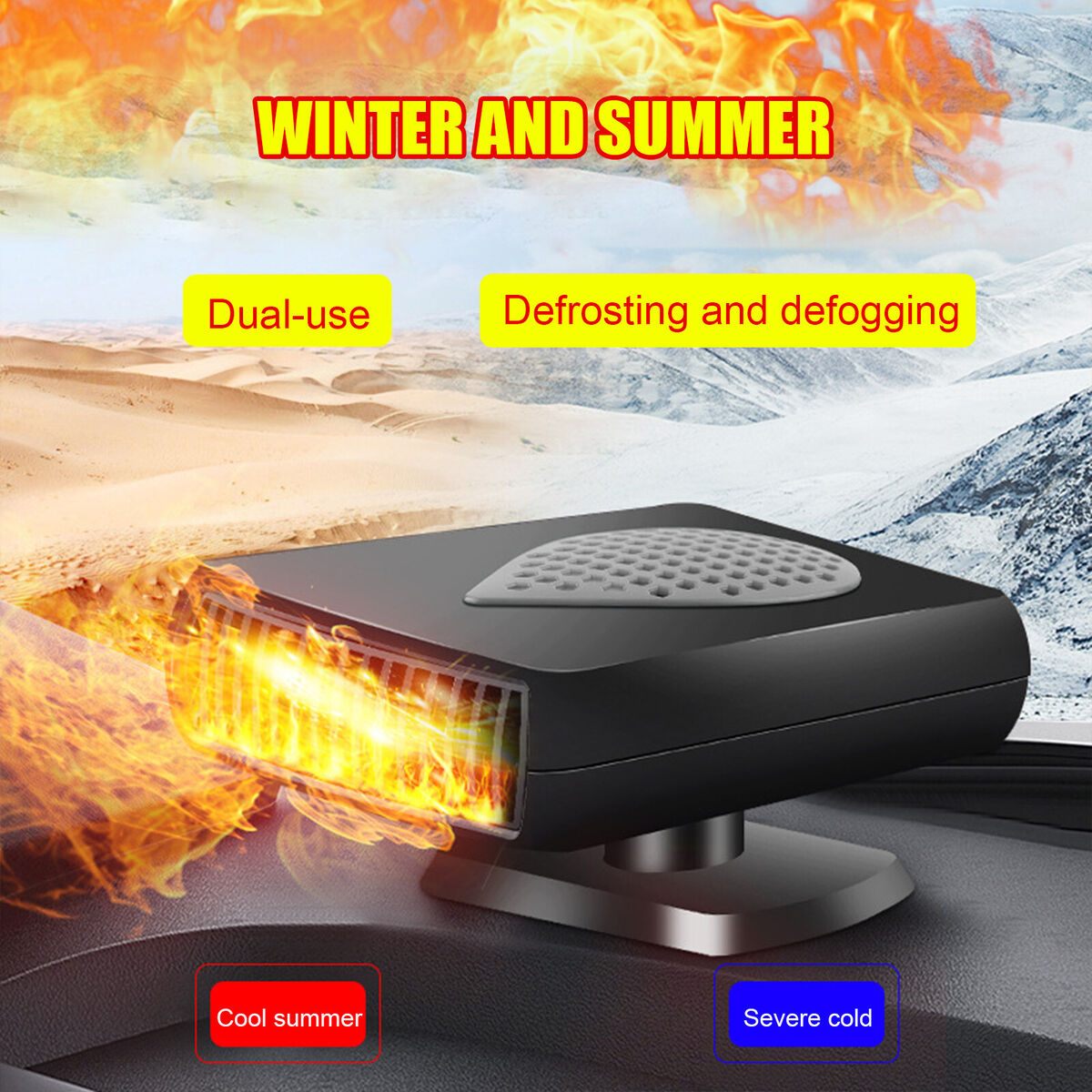 Car Heater 12V Plugs into Cigarette Lighter 2 in 1 Heating Cooling (Grey)