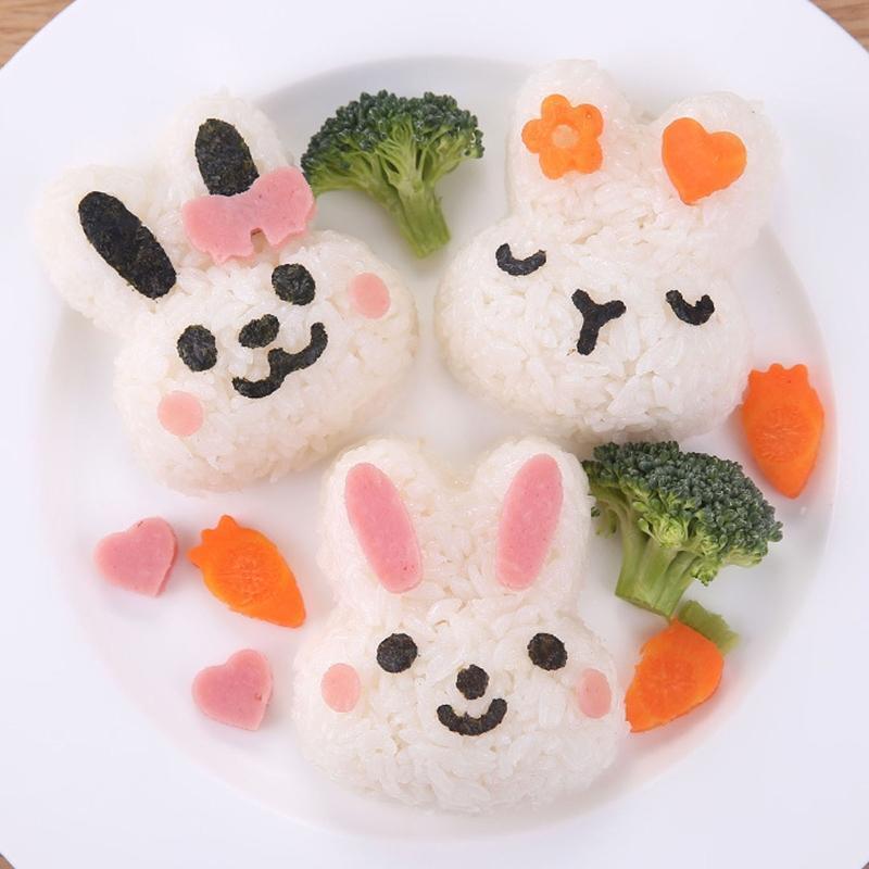 Animal Bunny Shape Sushi Mold Press Rice Ball Making Reusable Easy to Operation