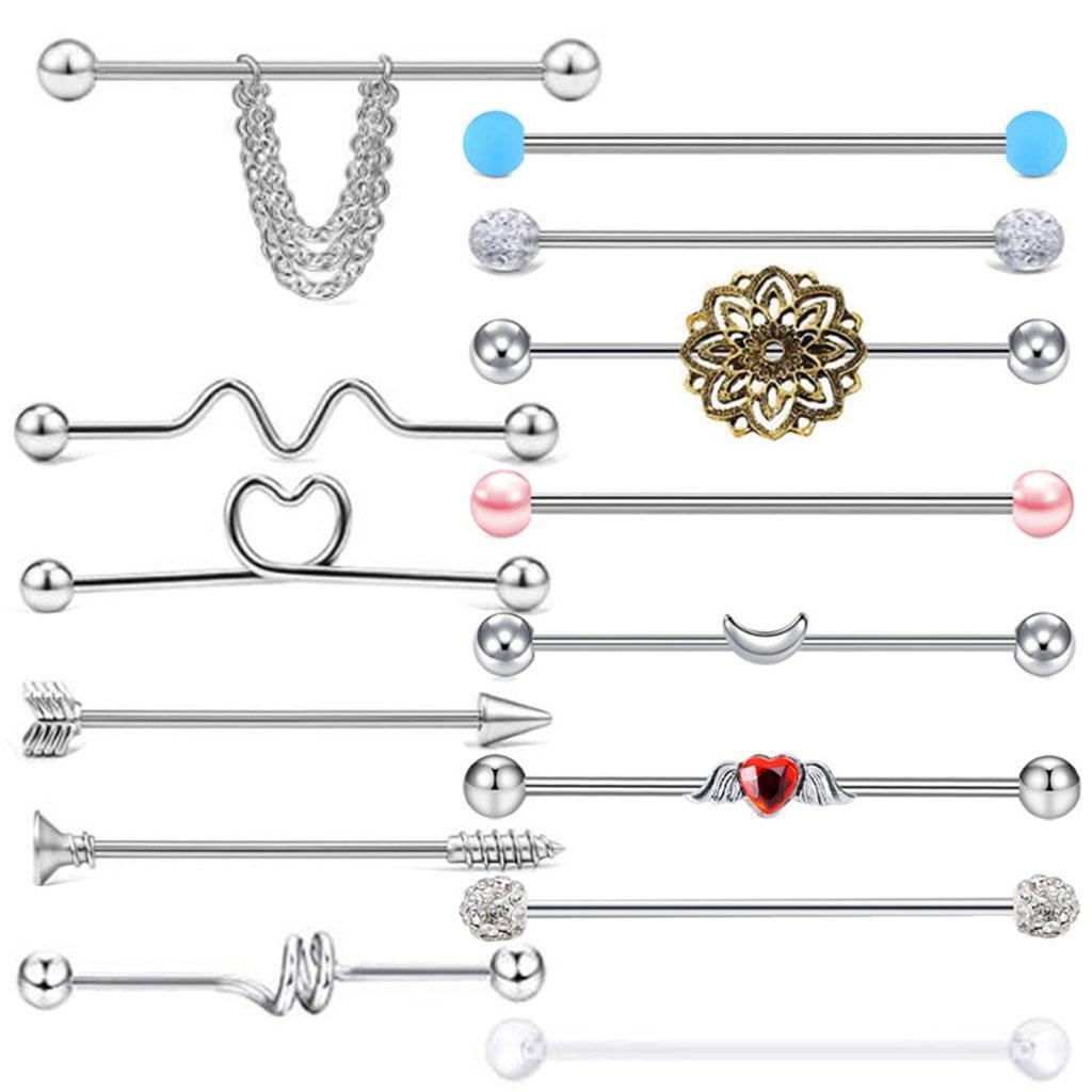 14 Pieces Long Stud Earring Sterling Leaves 12Pairs Piercing Jewelry for