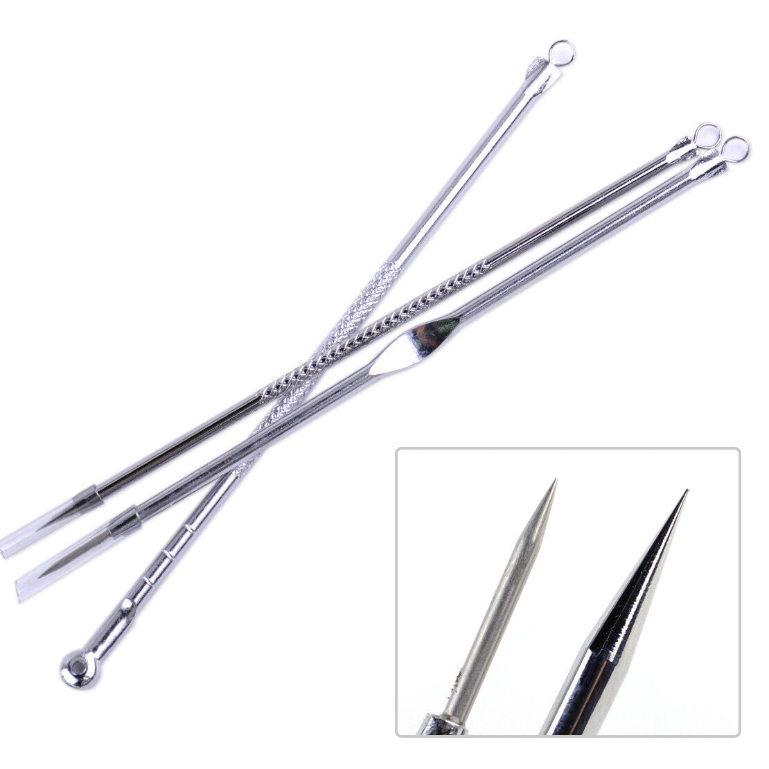 3pc Stainless Blackhead Acne Comedone Spot Extractor Remover Face Clean Tool Li