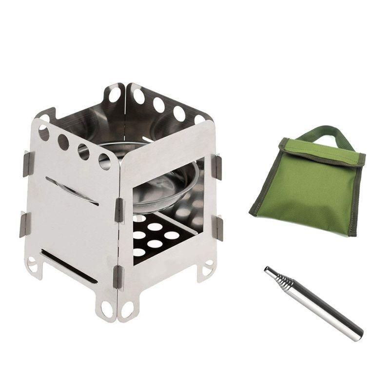 Camping Stove Wood Burning Stoves Potable Folding Stainless Steel Backpacking