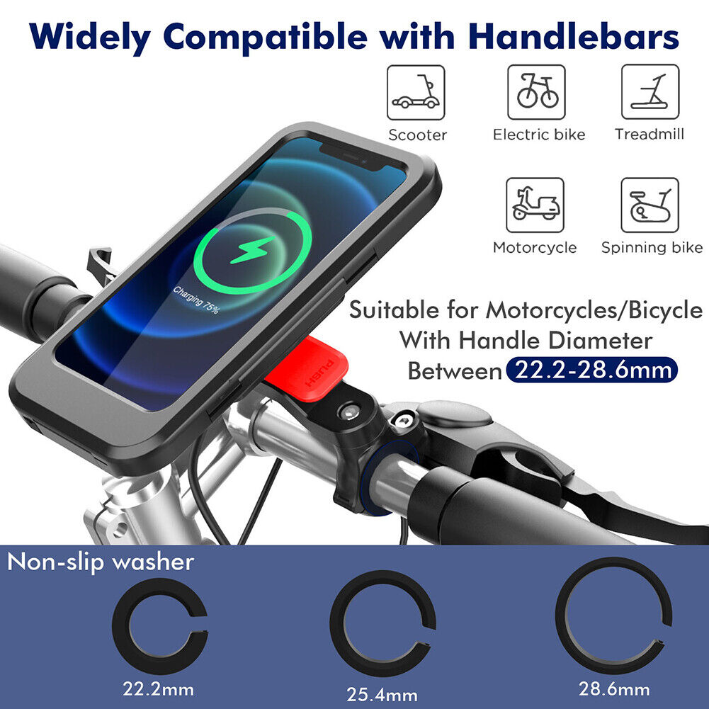 Bicycle Scooter Handlebar Phone Case Holder Wireless Charging Phone Bracket