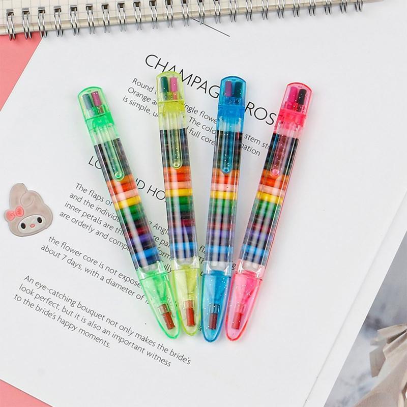20 in 1 Stackable Crayons Colorful Glitter Stacking Crayons Portable for Student