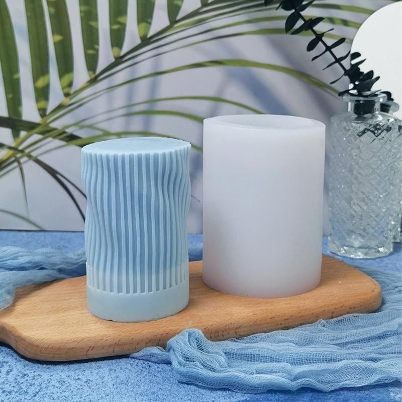 Twisted Cylinder Candle Mold for Candle Making,Food Grade Silicone Clear Texture