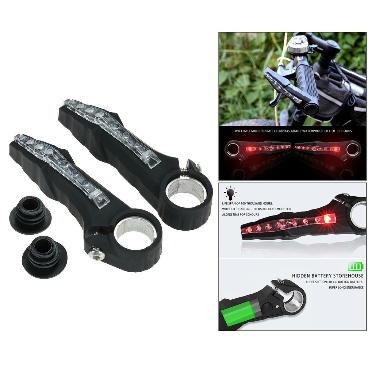 2x Bicycle Rest Handlebar Grips Light Bar End Lamp for Bikes Accessories
