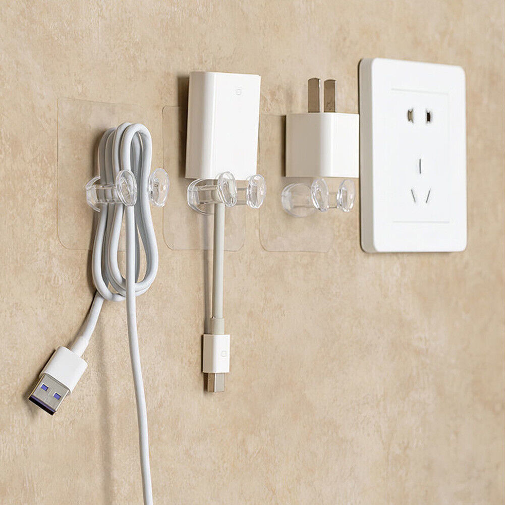 5pcs Strong Plug Hook Rack Transparent Punch Free Adhesive Wire Hook Hanger
