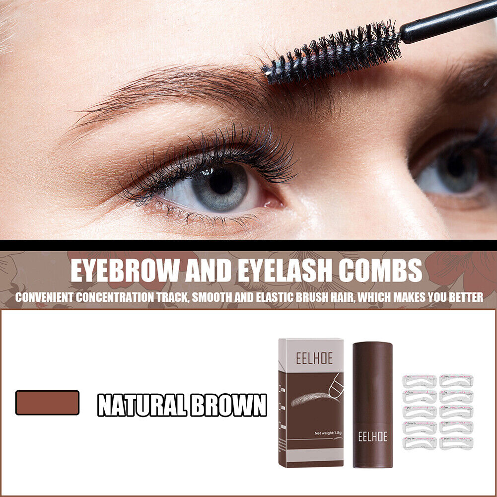 Waterproof EyeBrow Powder Stencil Lasting Natural Shaping Kit (Brown)