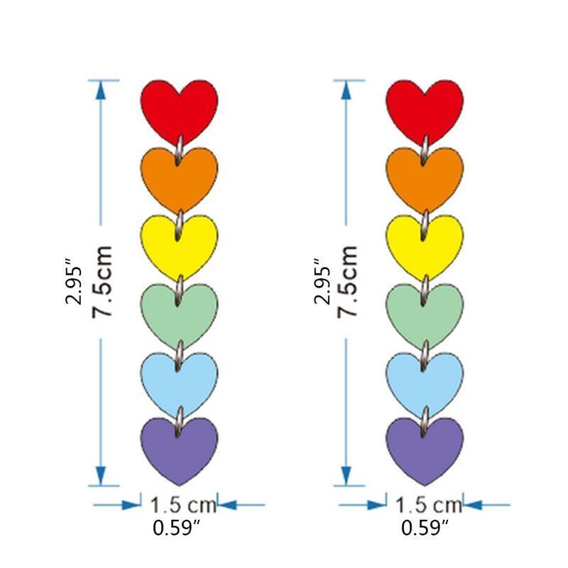 Fashion Rainbow Long Tassel Acrylic Earrings Peach Heart Exaggerated Pendants