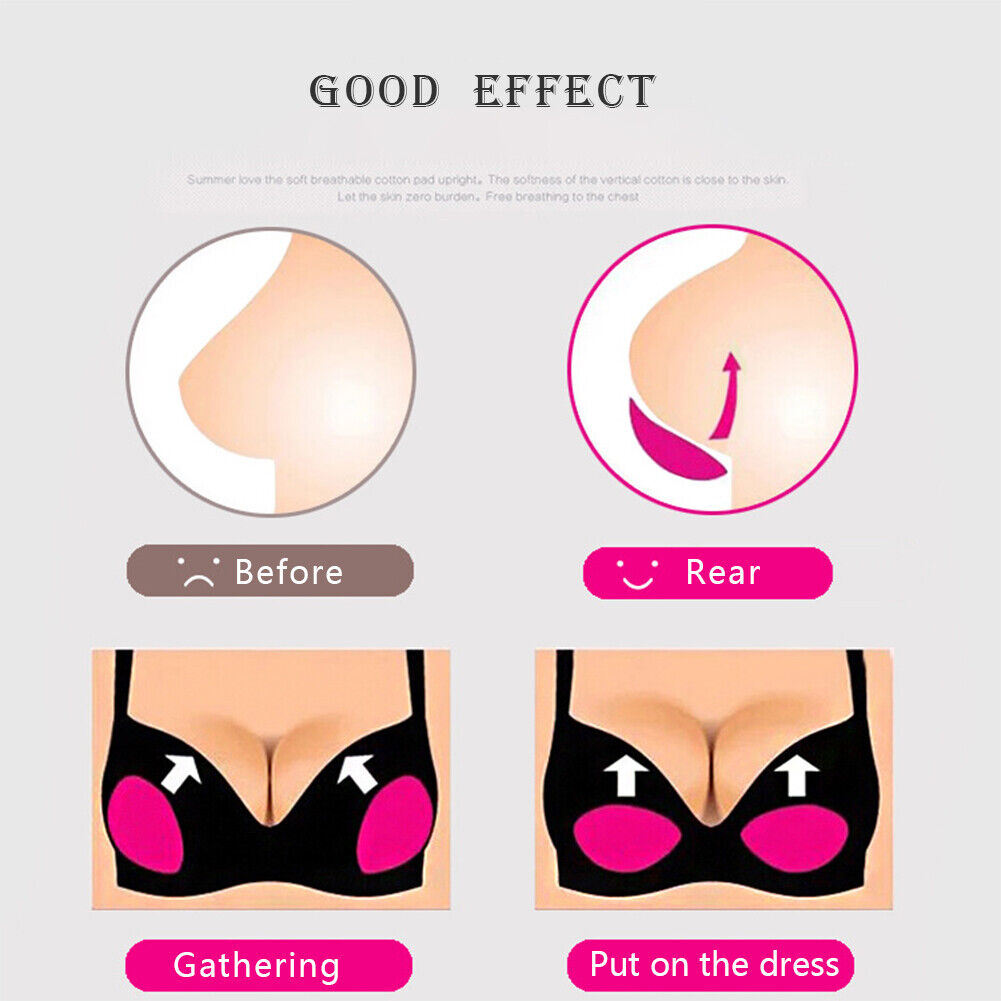 1 Pair Women Bikini Push Up Sponge Bra Pad Breathable Chest Pad (Champagne)