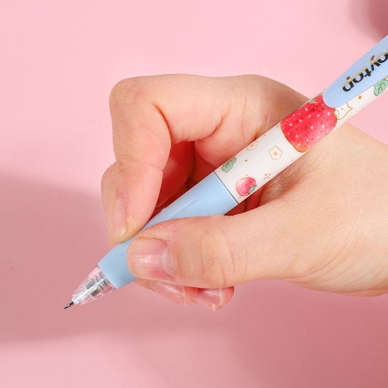 6Pcs/Pack Retractable Gel Pens Black Gel Pens Anti-Slip Silicone Pen Grip 0.5mm