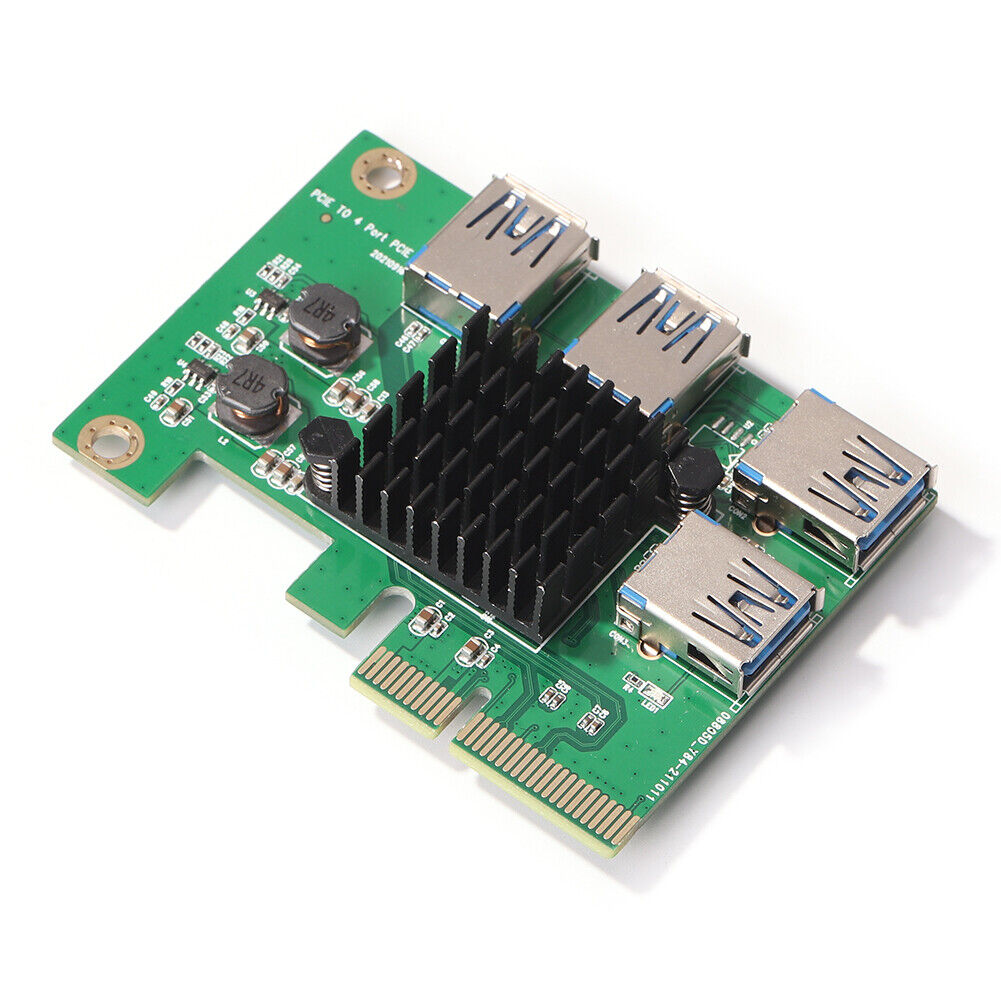 PCI Express Riser Card 1 to 4 16X PCIe Riser PCI-E 4X to 4 USB 3.0 Adapter