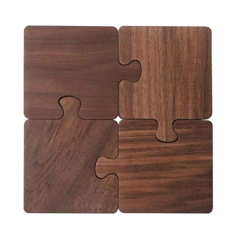 Black Walnut  Dark Wood Coaster Puzzle Splicing Heat Insulation Placement Pad