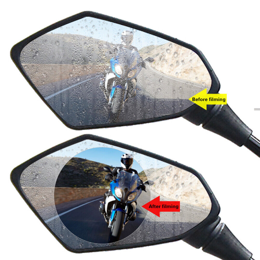2x Motorcycle Mirror Anti Fog Dazzle Waterproof Rainproof Films (95x95mm)