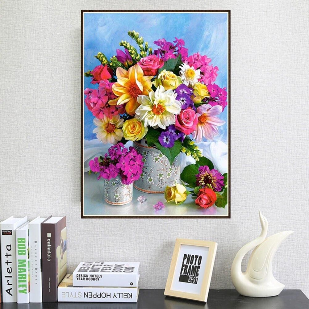 Flower DIY Round Rhinestone Diamond Painting Embroidery Kits Cross Stitch