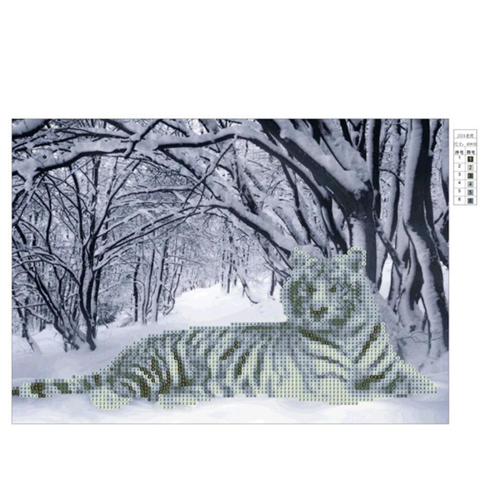 DIY Diamond White Tiger Painting Cross Stitch Needlework Crafts Decor