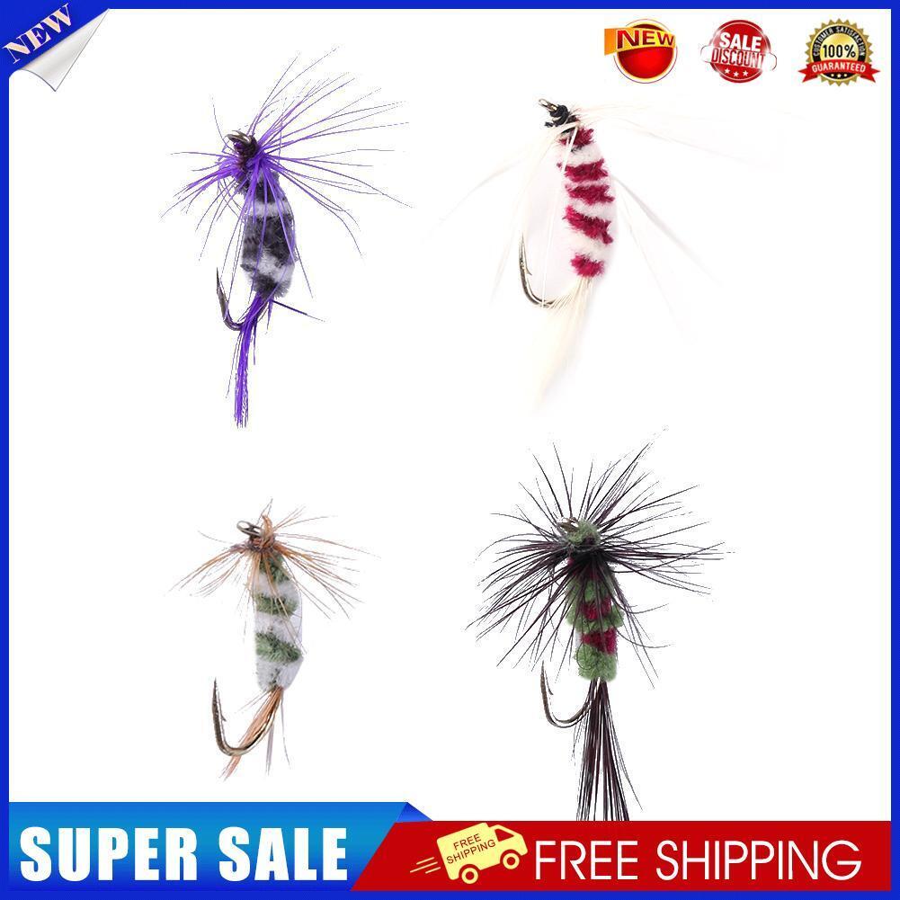 4pcs Feather Insect Shaped Metal Fishing Lure Fishing Bait Tackle