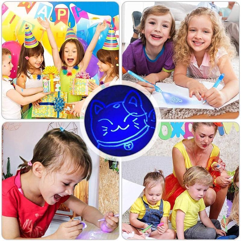 Colorful Invisible Ink Pen Magical Ink Pen with UV Light Xmas Gift Bags Filler