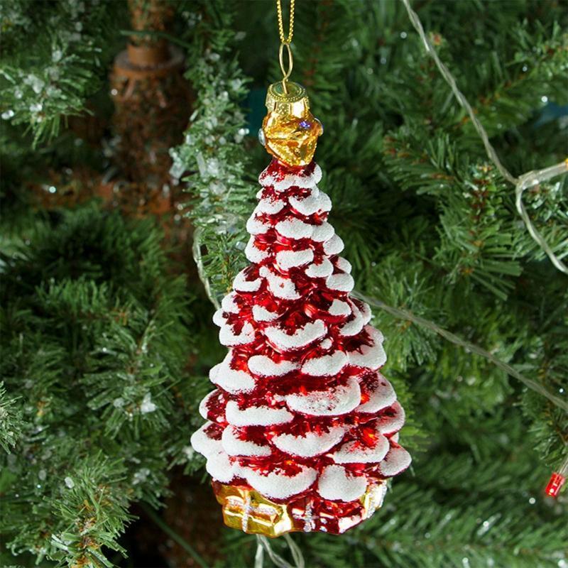 Realistic Glass Tree Christmas Hanging Ornament for Holiday & Party Decoration