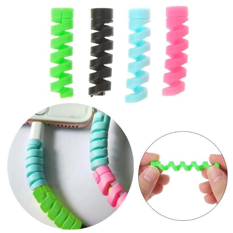 4Pcs Spiral Cable Protector Saver Cover Anti-fracture For Earphone Wire Cable