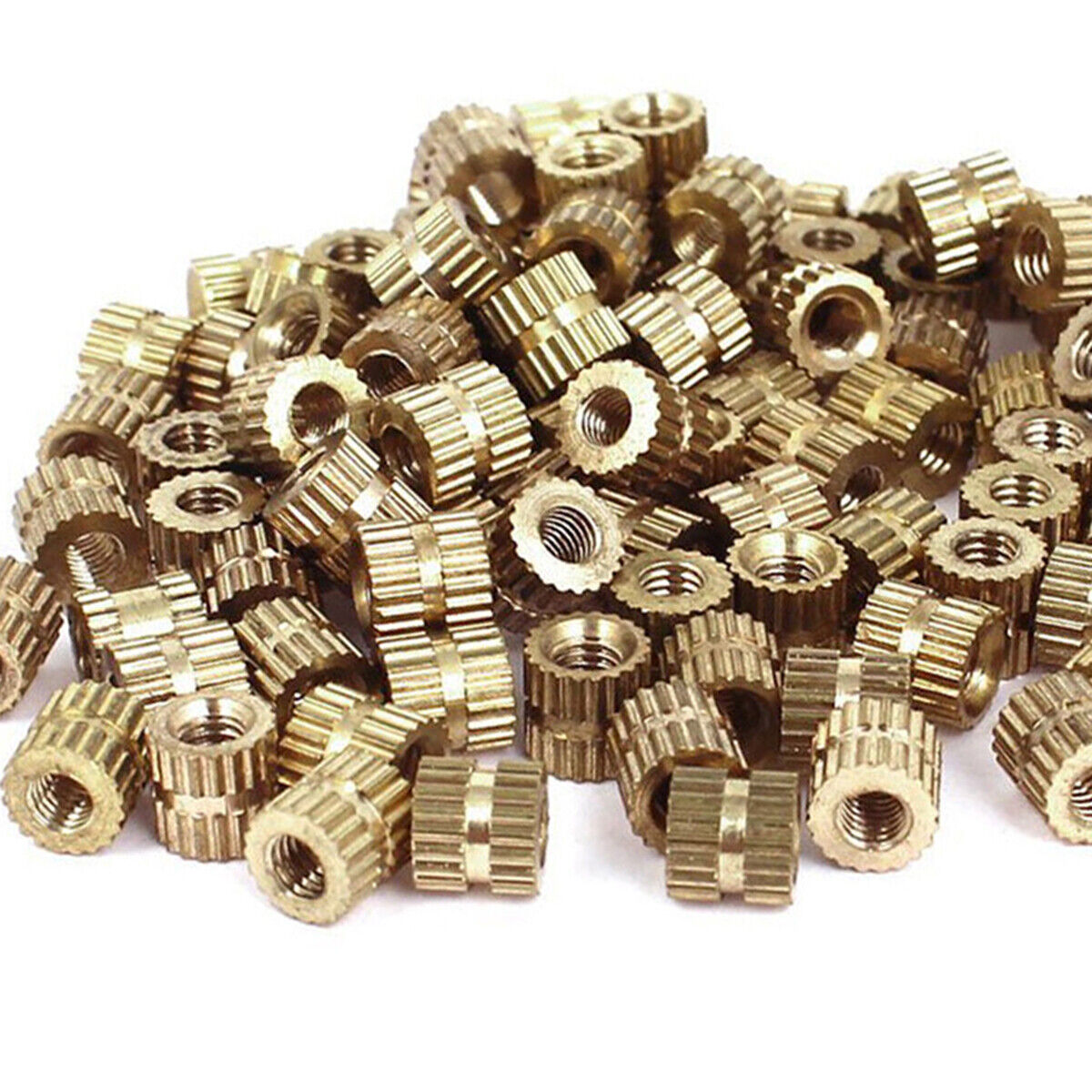 M3x5mm Brass Female Threaded Knurl Insert Embedded Nut Fastener 100pcs