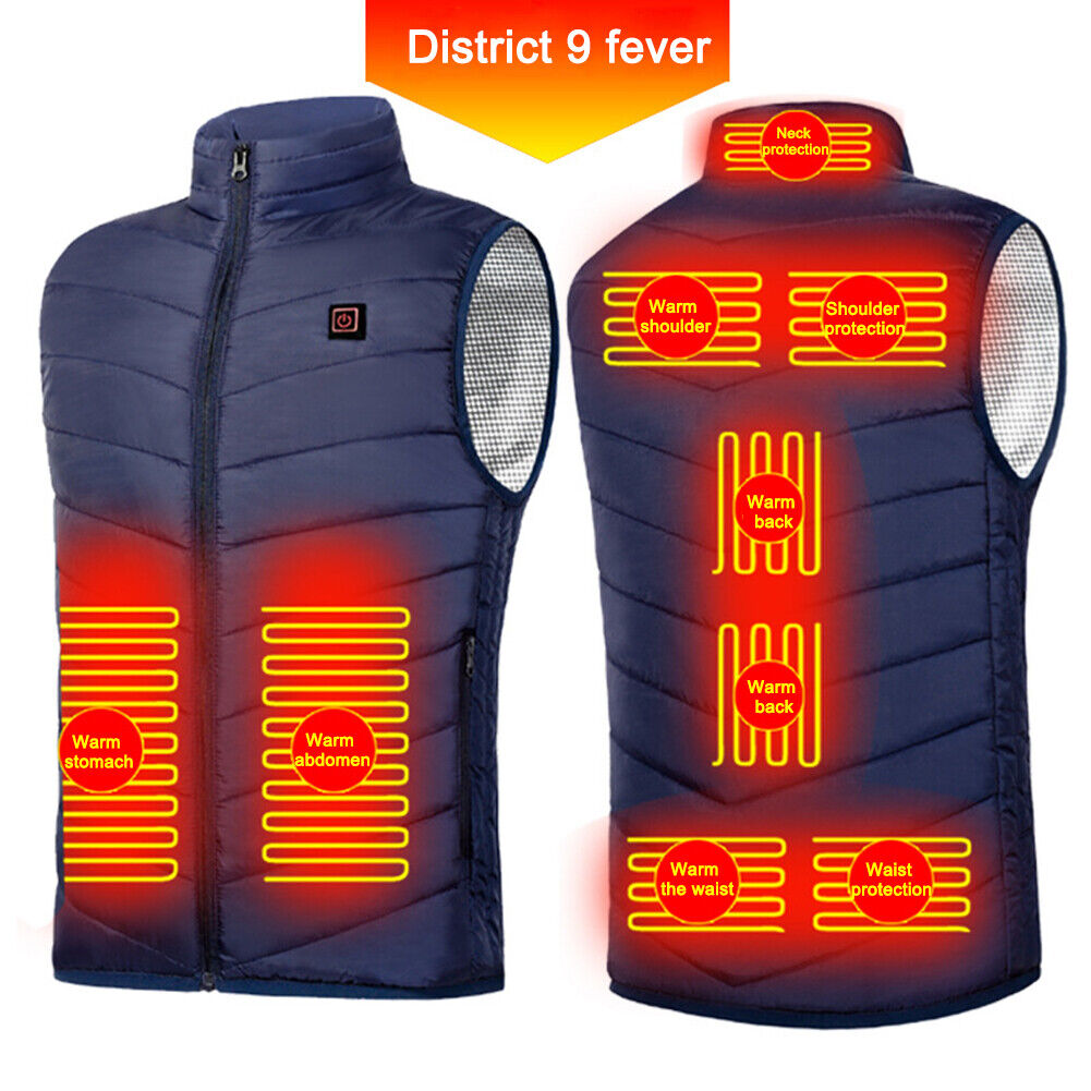Heated Jacket Men Coat Intelligent USB Electric Winter Thermal Vest (L)